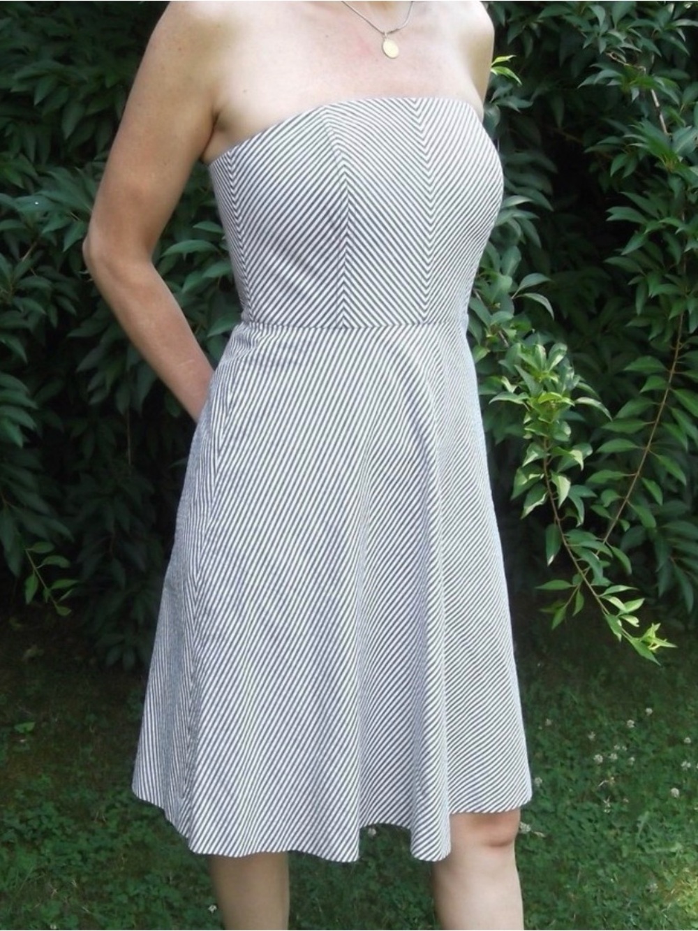 Beth Bowley Strapless Black and White Chevron Dress